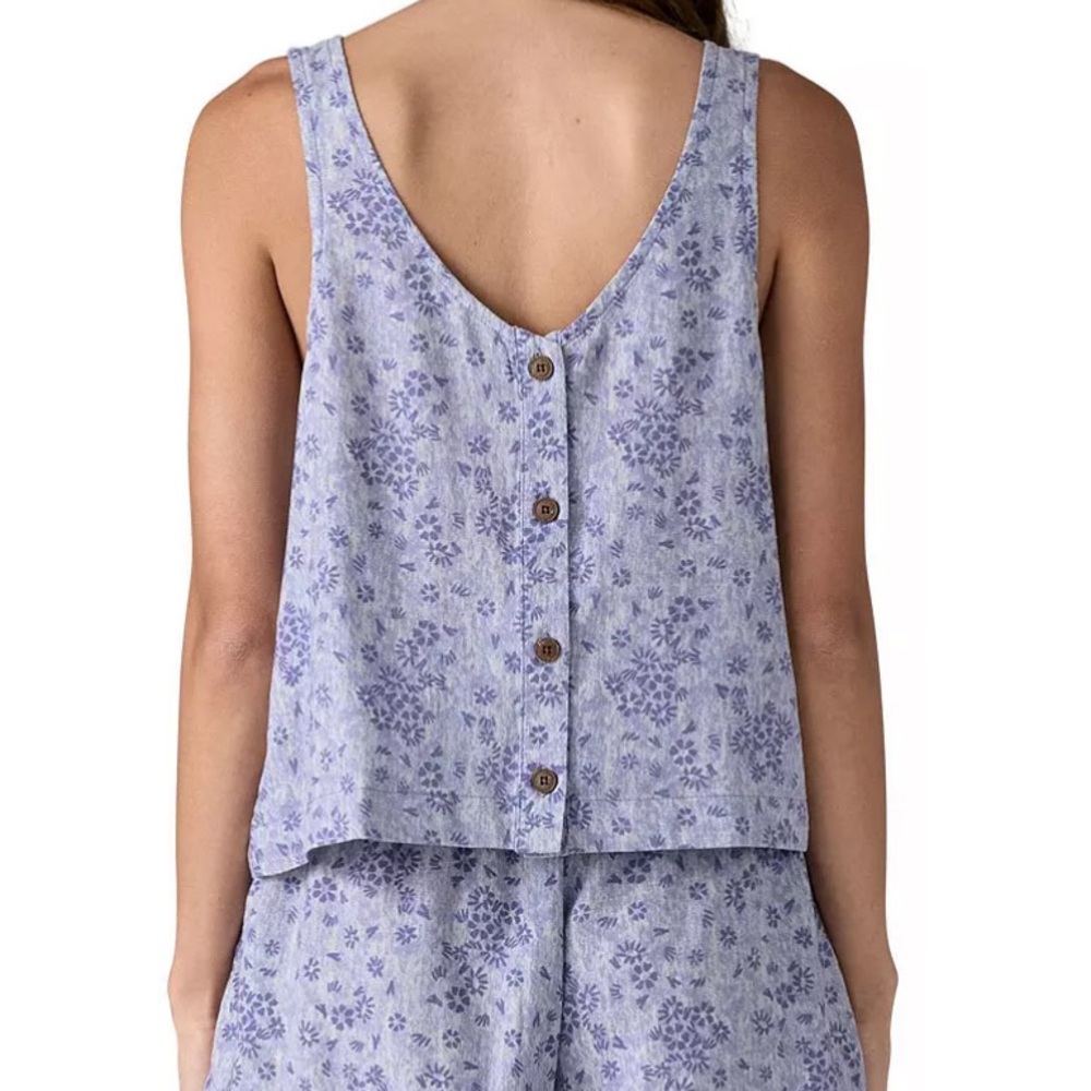 NWOT Patagonia Lavender Floral Button-Front Tank Top - Picture 3 of 4